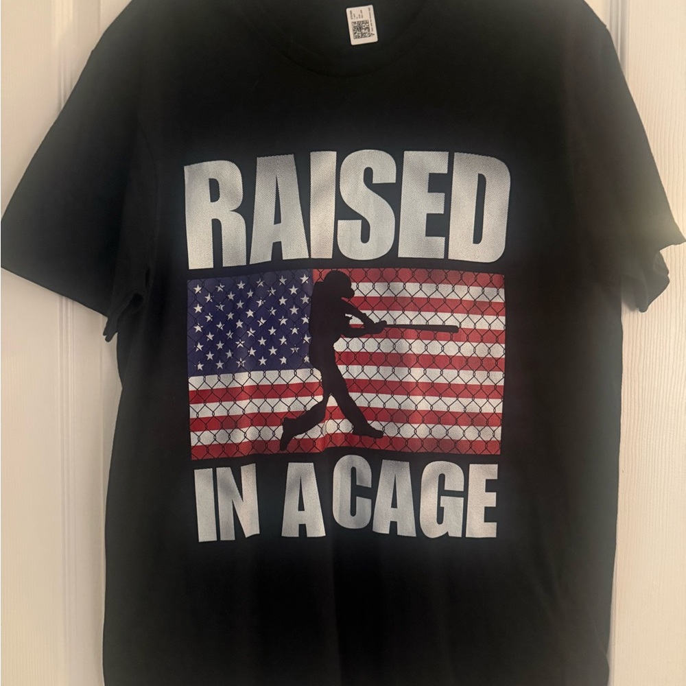 Black Tshirt Size L Men’s RAISED IN A CAGE NEW W TAG